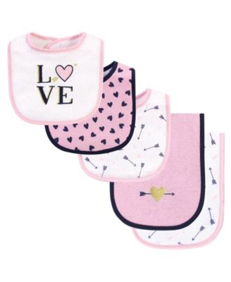 Baby Girls Cotton Terry Bib and Burp Cloth Set