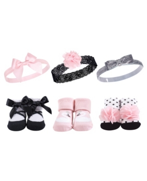 Hudson Baby Baby Girl Headband and Socks Set 6-Piece
