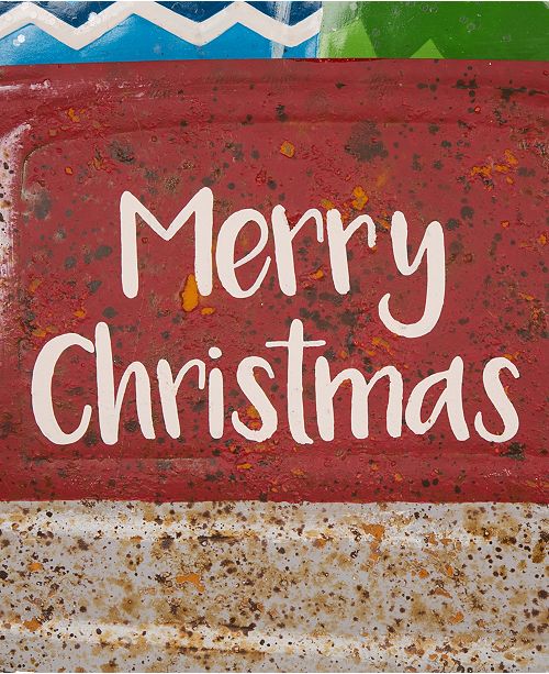Glitzhome Rusty Metal Christmas Truck Yard Stake Or Standing Decor