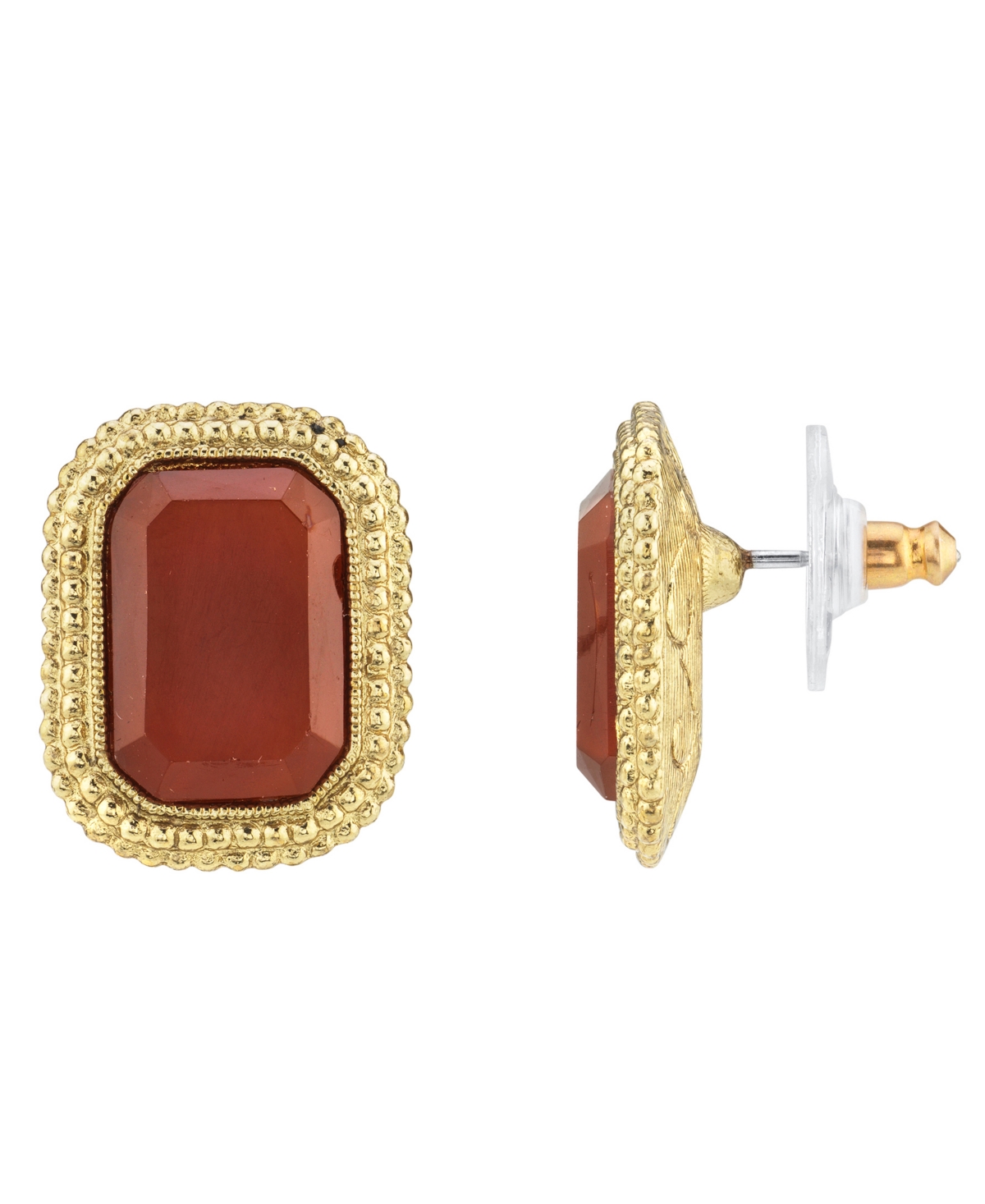 2028 Gold-tone Post Earrings In Red