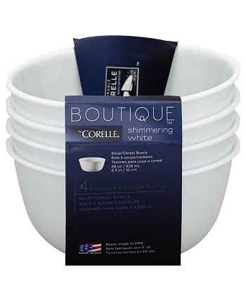Corelle - Shimmering White Collection Glass 4-Pc. Soup & Cereal Bowls
