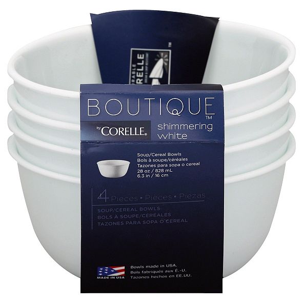 Corelle Shimmering White Collection Glass 4Pc. Soup & Cereal Bowls