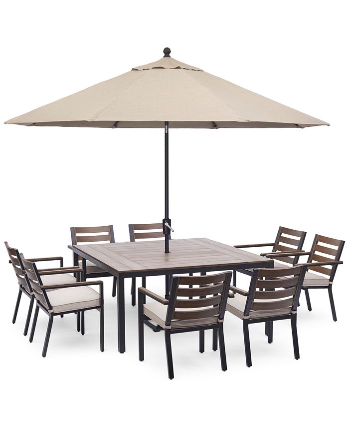Agio Stockholm Outdoor Aluminum 9Pc. Dining Set (61" Square Dining Table & 8 Dining Chairs