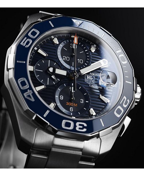 Tag Heuer Men S Swiss Automatic Chronograph Aquaracer Calibre 16 Stainless Steel Bracelet Watch 43mm Reviews Watches Jewelry Watches Macy S