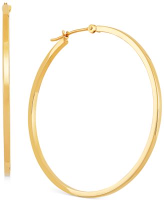 Medium Flat-Edge Hoop Earrings in 10k Gold (Also in 10k White Gold), 1-1/2"