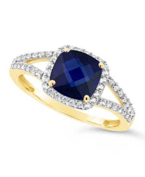 image of Created Sapphire (2 ct. t.w.) and Created White Sapphire (1/4 ct. t.w.) Ring in 10k Yellow Gold