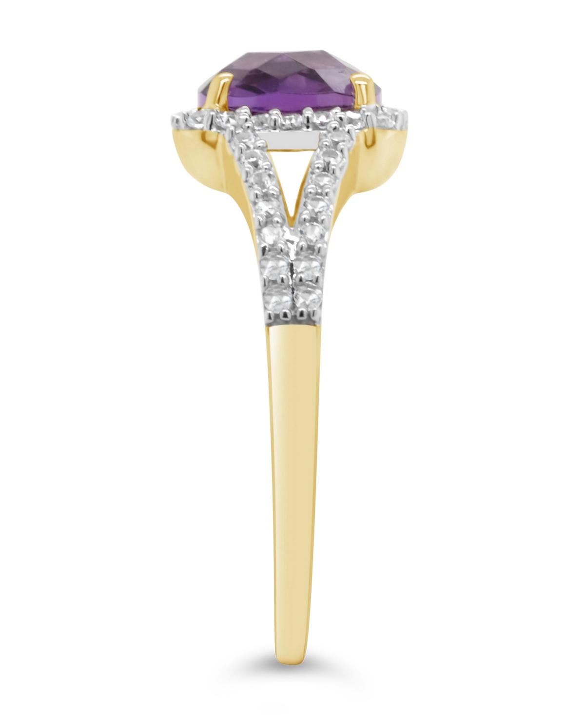 (1-1/3 ct. t.w.) and Lab Grown White Sapphire (1/4 ct. t.w.) Ring in 10k Yellow Gold - Amethyst