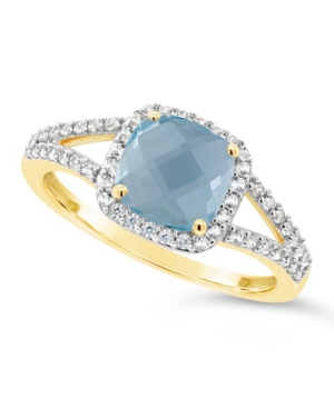 image of Blue Topaz (1-5/8 ct. t.w.) and Created White Sapphire (1/4 ct. t.w.) Ring in 10k Yellow Gold
