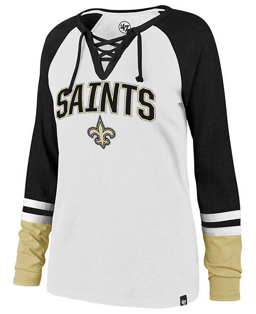 47 Brand Women S New Orleans Saints Lace Up Long Sleeve T Shirt
