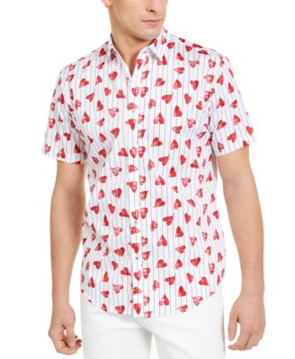 heart print button up shirt