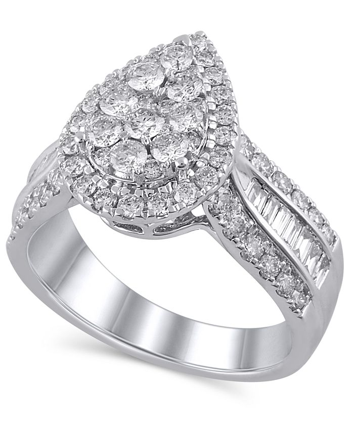 Macy's Certified Diamond (1-1/2 ct. t.w.) Engagement Ring in 14K White ...