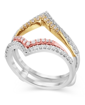 image of Certified Diamond (1/2 ct. t.w.) Guard Ring in 14K White, Rose and Yellow Gold