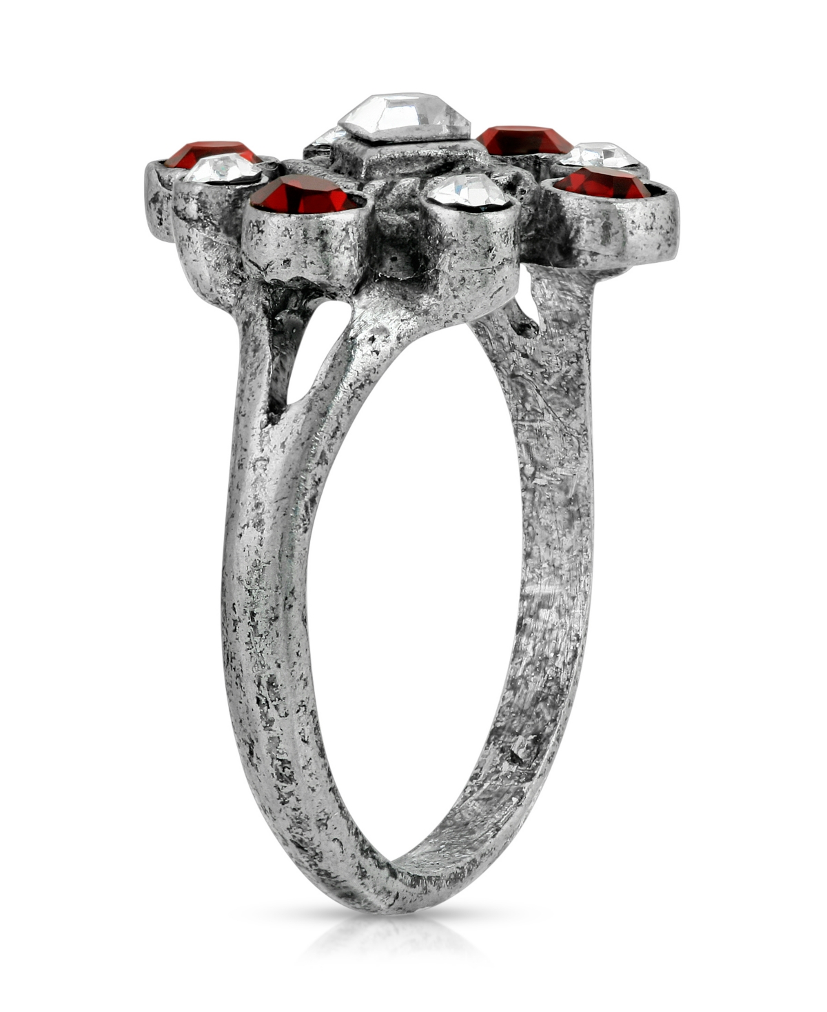 Shop 2028 Pewter Crystal Diamond Shaped Ring In Red