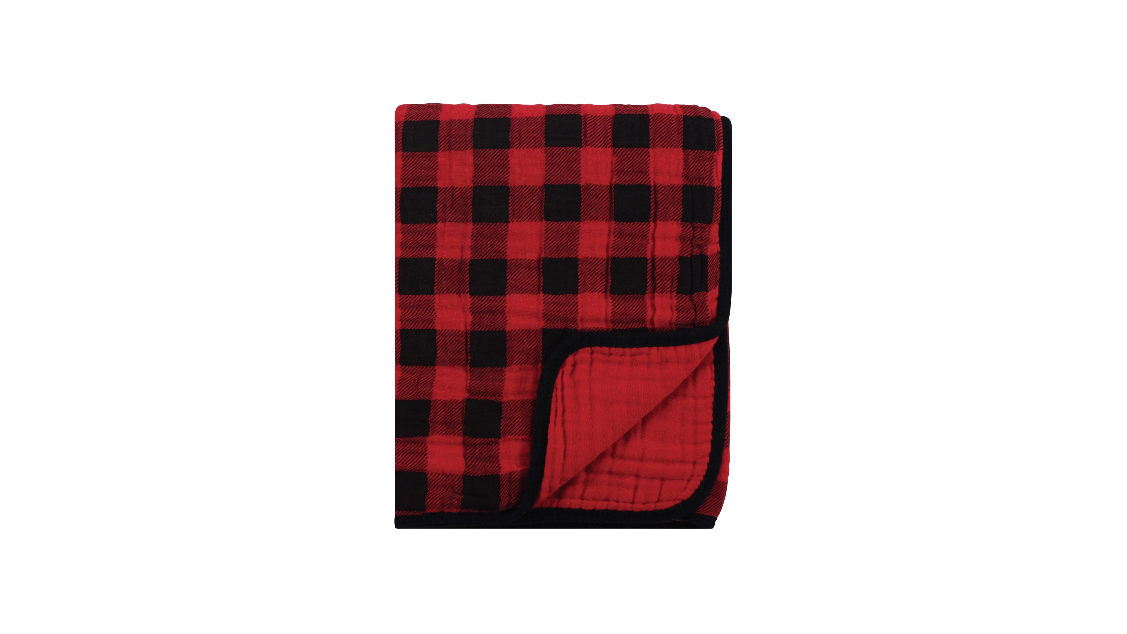 Hudson Baby Baby Boy and Girl Four Layer Buffalo Plaid Muslin Tranquility Blanket