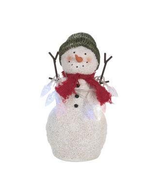 Trans Pac - Resin  White Christmas Snowman with String Lights Decor