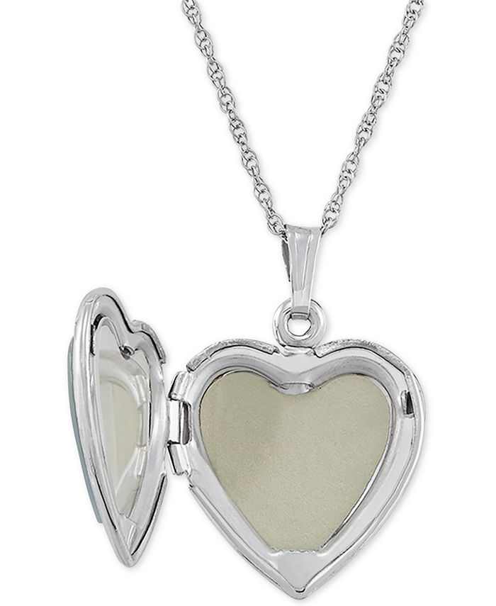 Macy's MotherofPearl Cross Heart Locket 18" Pendant Necklace in