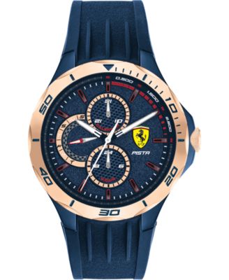 Ferrari - Men's Pista Blue Silicone Strap Watch 44mm