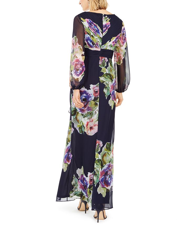 Adrianna Papell Floral-Printed Chiffon Gown - Macy's