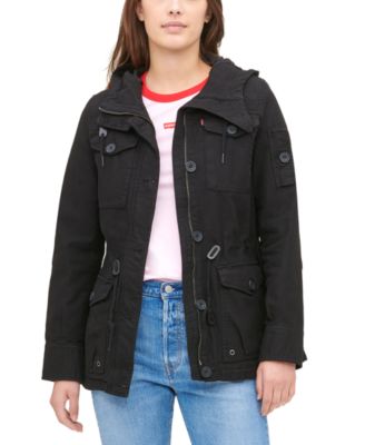 levi's faux shearling lined hooded military jacket
