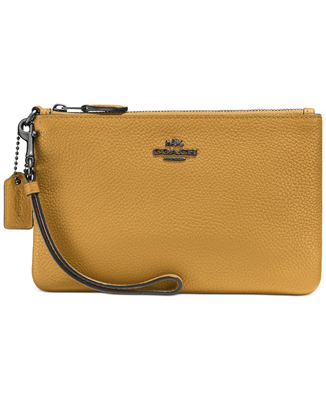 COACH Small Wristlet in Polished Pebble Leather & Reviews Handbags