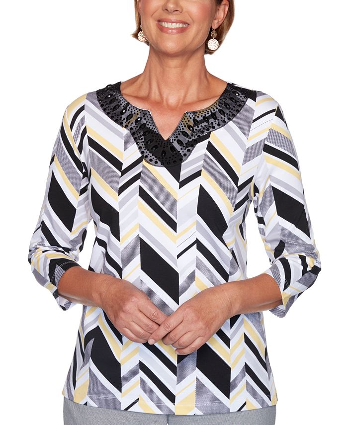 Alfred Dunner Riverside Drive Embellished LaceNeck Top Macy's