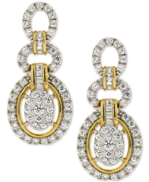 image of Diamond Oval Cluster Link Drop Earrings (1 ct. t.w.) in 14k Gold & White Gold
