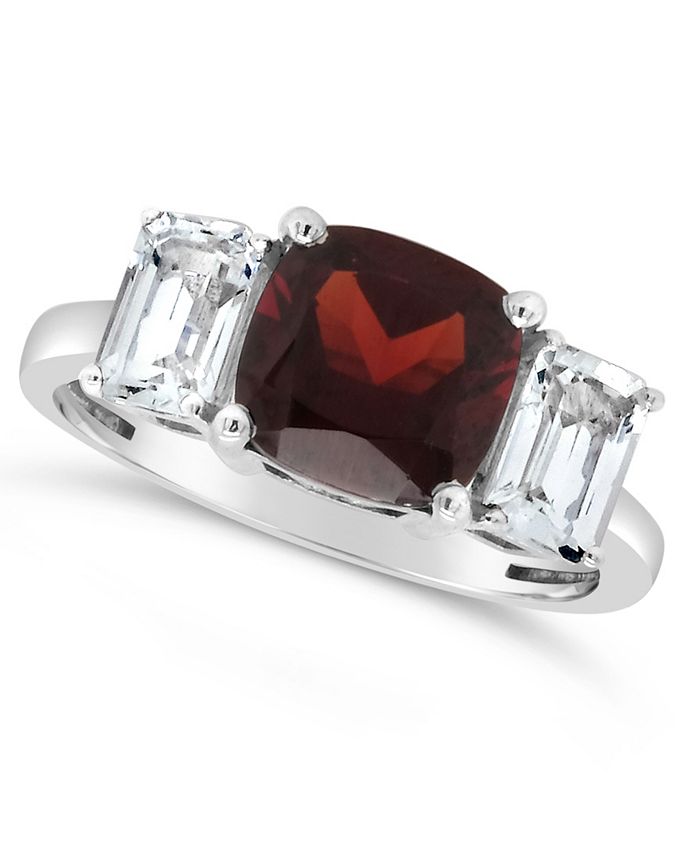 Garnet 2 3 4 ct. t.w. and White Topaz 1 3 8 ct. t.w Ring in Sterling Silver