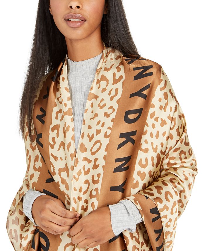DKNY Leopard & Logo Scarf Macy's