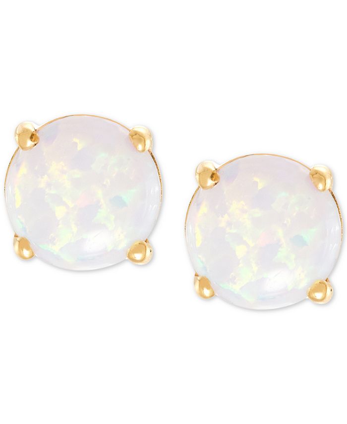 Macy's Opal Birthstone Stud Earrings in 14k Gold or 14k White Gold - Macy's