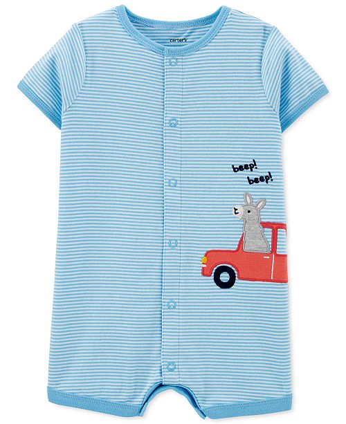 Carter S Baby Boys Cotton Striped Llama Romper Reviews Macy S