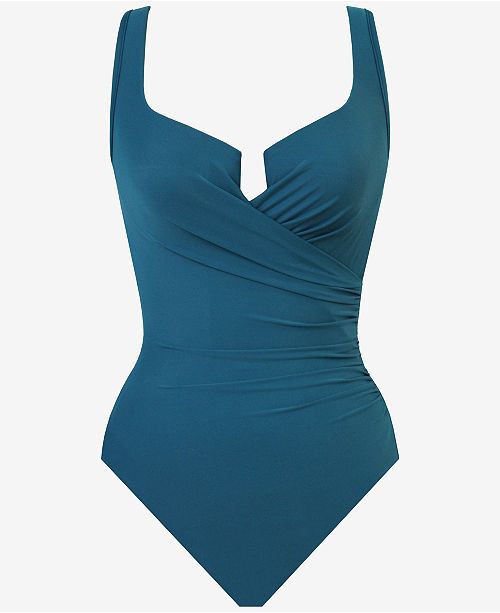Miraclesuit Plus Size Escape Underwire Allover-Slimming Wrap One-Piece ...