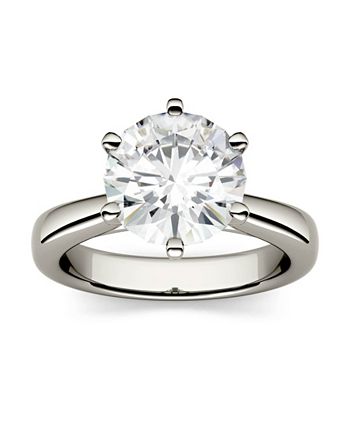 Charles & Colvard - Moissanite Solitaire Engagement Ring 3-1/10 ct. t.w. Diamond Equivalent in 14k White or Yellow Gold