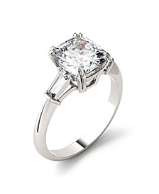 Moissanite Cushion and Baguette Engagement Ring 2-3/4 ct. t.w. Diamond Equivalent in 14k White Gold