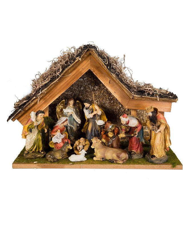 kurt adler resin nativity set with figures and stable