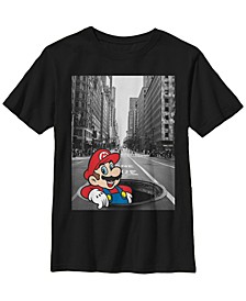 Nintendo Big Boy's Super Mario Street Pop Up Black and White Photo Short Sleeve T-Shirt