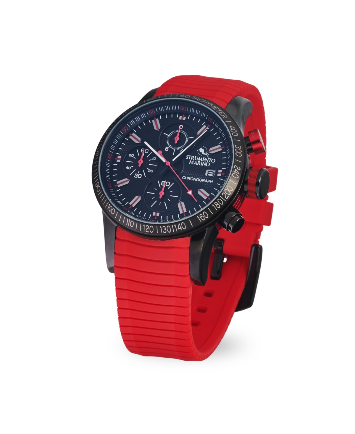 Shop Strumento Marino Men's Admiral Chronograph Red Silicone Performance Timepiece Watch 45mm