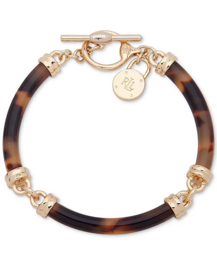 Lauren Ralph Lauren GoldTone Padlock & TortoiseLook Segment Flex