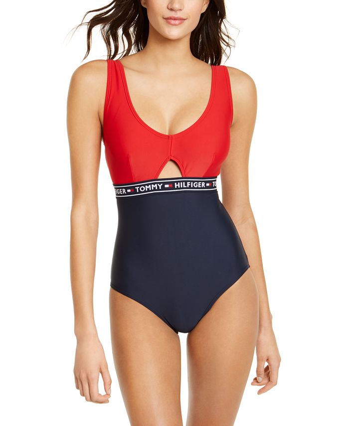 Tommy Hilfiger Logo One Piece Swimsuit Reviews Swimsuits Cover Ups Women Macy S