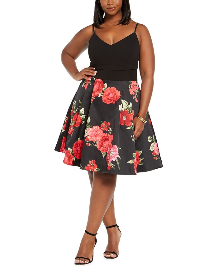 B Darlin Trendy Plus Size Floral Mesh Dress - Macy's