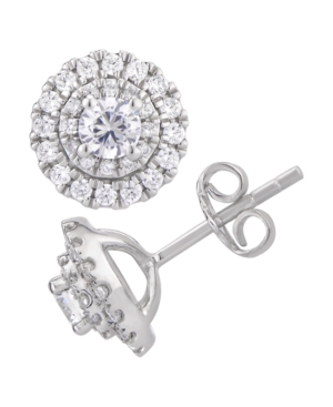 image of Certified Diamond 1 ct. t.w. Halo Stud Earrings in 14k White Gold