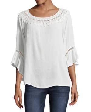 image of John Paul Richard Crochet-Trim Blouse