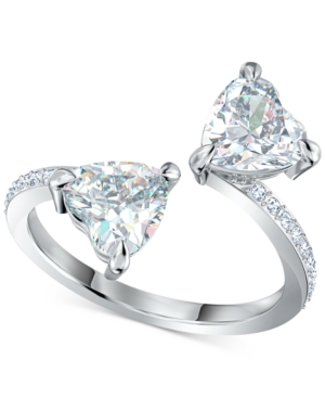 image of Swarovski Silver-Tone Crystal Heart Ring