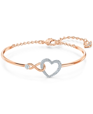 Shop Swarovski Two-tone Crystal Heart & Infinity Symbol Bangle Bracelet