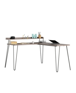A Design Studio Ellie L Desk With Riser In Gray
