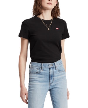 Shop Levi's Women's The Perfect Crewneck Cotton T-shirt In Mineral Black