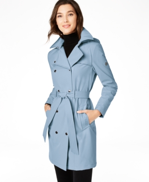 CALVIN KLEIN HOODED DOUBLE-BREASTED WATER-RESISTANT TRENCH COAT, CREATED FOR MACY'S