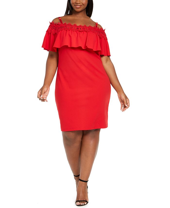 BCX Trendy Plus Size Crochet Off-The-Shoulder Bodycon Dress - Macy's