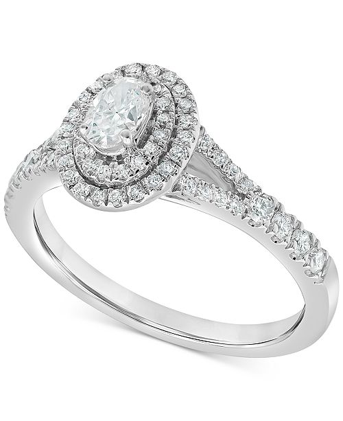 Macy S Diamond Oval Double Halo Engagement Ring 3 4 Ct T W In