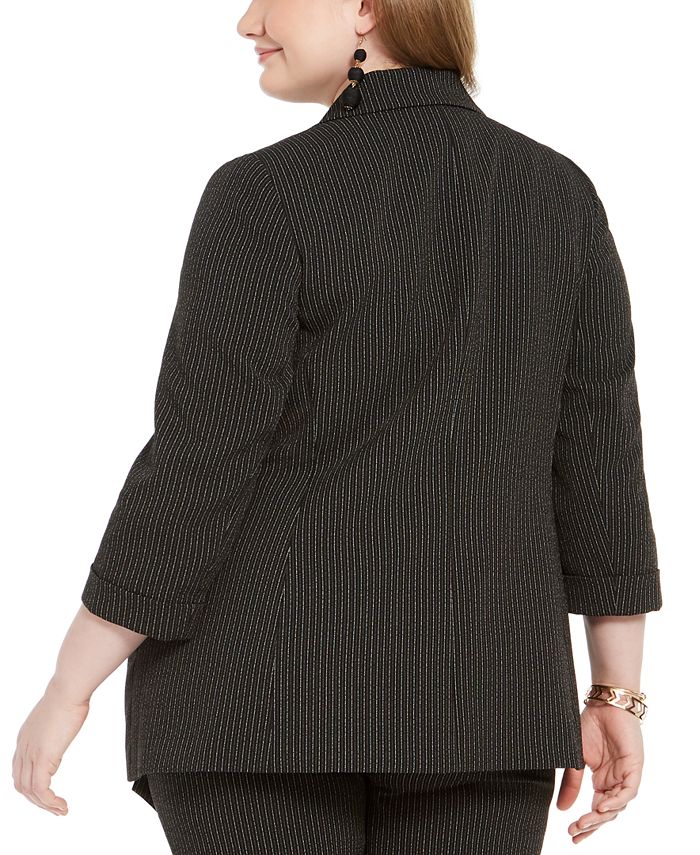 Bar III Trendy Plus Size Striped Blazer, Created for Macy's Macy's