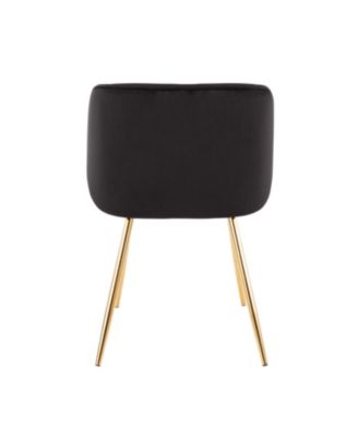 Fran Chair in Gold Metal and Velvet Set of 2